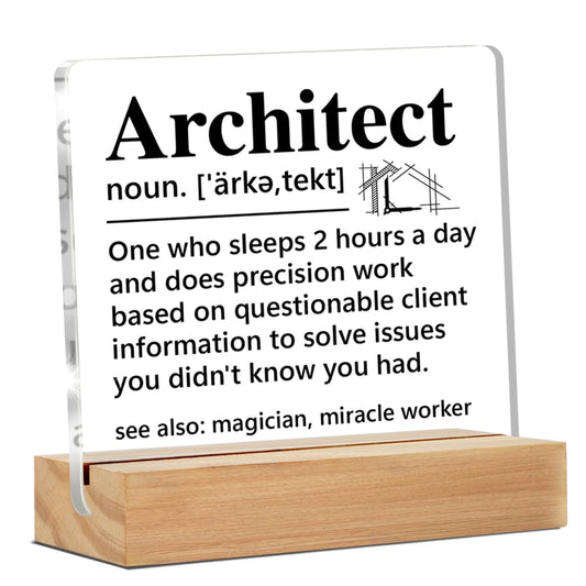Architect Gifts for Men Women, Funny Architecture Architectural Engineering Gifts, Architect Definition Clear Desk Decorative Sign Office Home Acrylic Decor