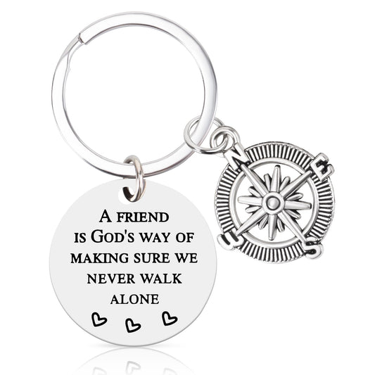 Best Friend Keychain for Women Men – Friendship Compass Keychain Gifts for Best Friends, Birthday Christmas Going Away Farewell Gift for Bestie Coworker