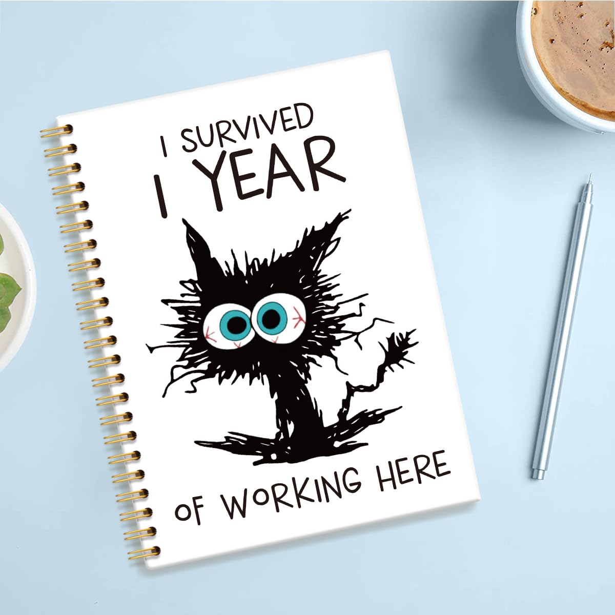 I Survived I Year of Working Here Hardcover 160 Pages Lined Spiral Notebooks, Funny Office Humor Journal for Coworker Boss Employee, Secret Santa Gifts, One Year Anniversary Present for Employee Boss