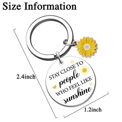 Sunshine Gifts for Women Motivational Sunshine Decorations Keychains Sunflower Gifts Basket for Women Friend Bestie Coworker Birthday Christmas Inspirational Cheer Up Gift for Her Sunshine Keyring
