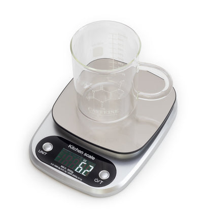 Caffeine Beaker Mug, Caffeine Molecule Mug - Chemistry Mug 16 oz Borosilicate Glass Coffee Mugs with Handle and Measuring for Coffee, Latte, Tea or Hot and Cold Beverage - Tea Coffee Mug
