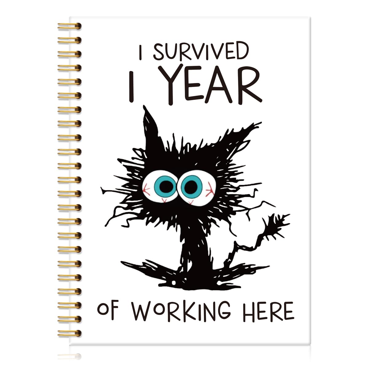 I Survived I Year of Working Here Hardcover 160 Pages Lined Spiral Notebooks, Funny Office Humor Journal for Coworker Boss Employee, Secret Santa Gifts, One Year Anniversary Present for Employee Boss
