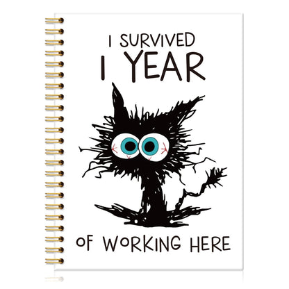 I Survived I Year of Working Here Hardcover 160 Pages Lined Spiral Notebooks, Funny Office Humor Journal for Coworker Boss Employee, Secret Santa Gifts, One Year Anniversary Present for Employee Boss