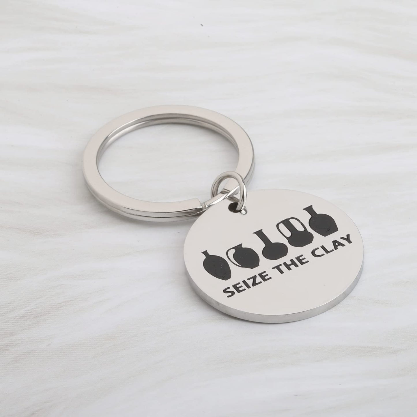 OKEYCH Ceramic Artist Gift Seize The Clay Keychain Pottery Lover Jewelry Pot Making Lover Gift Pottery Artist Gift