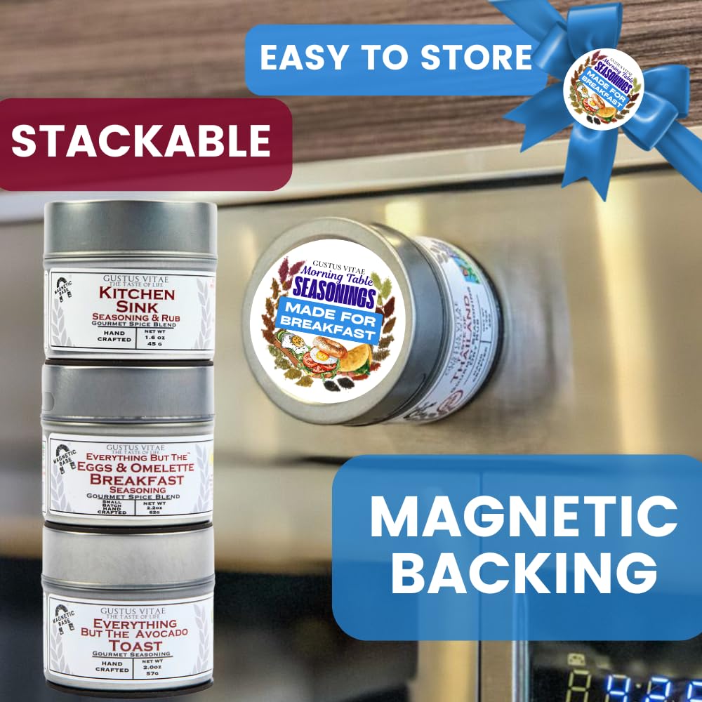 Made for Breakfast: The Morning Table Seasonings | Gift Packaged Set of 3 Spice Blends | All Natural, Non GMO | Gourmet Infused Spice & Herb Blends | Small Batch, Hand Made | Made in USA | No Artificial Ingredients, Authentic Breakfast Flavors | GLP-1...