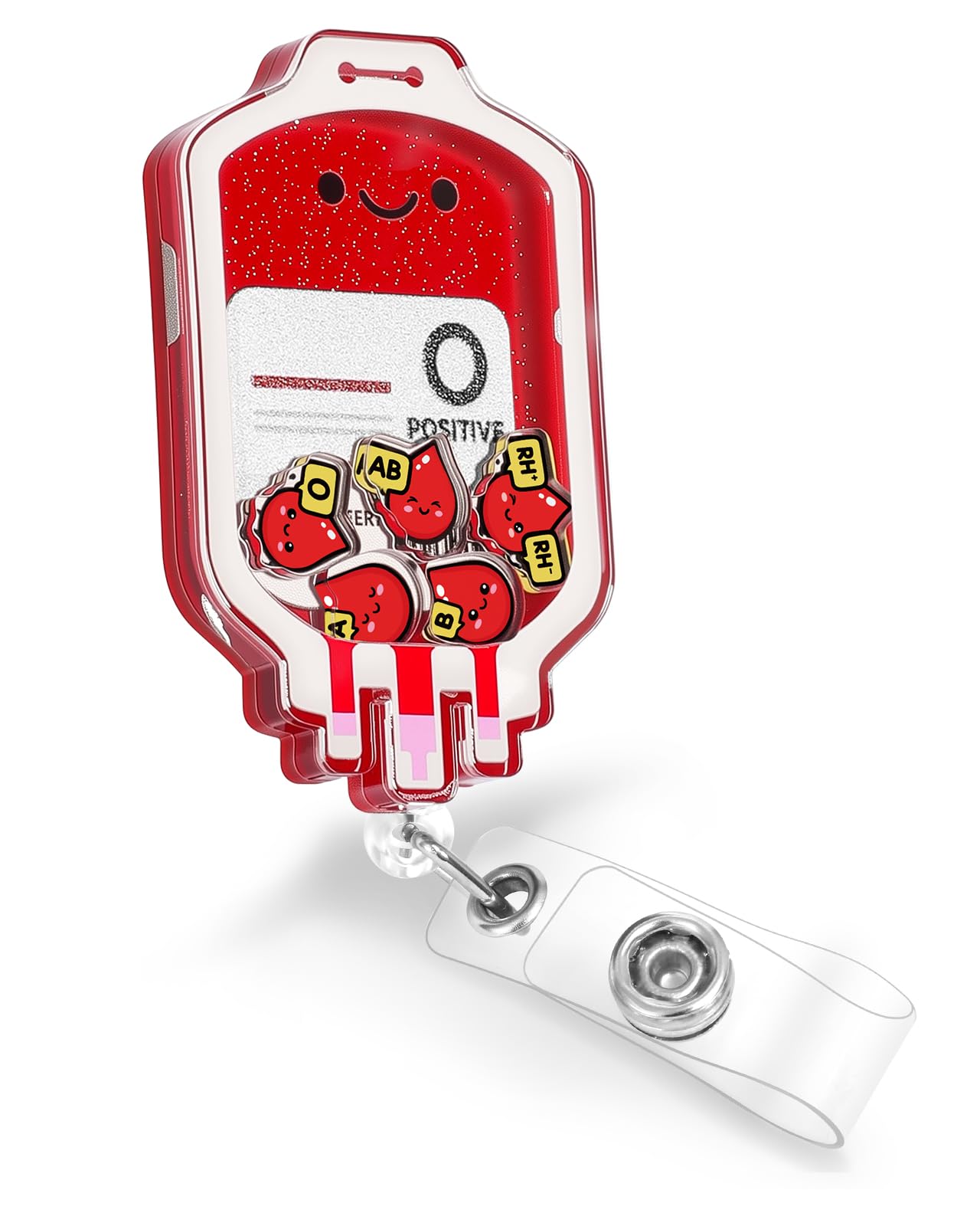 Plifal Phlebotomist Badge Reel Holder Clip - Blood Phlebotomy Retractable ID Name Card Badge Reel with Charm Alligator Clip, Nurse Nursing Office Medical Worker Student Shaker Accessories Gifts