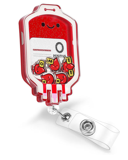 Plifal Phlebotomist Badge Reel Holder Clip - Blood Phlebotomy Retractable ID Name Card Badge Reel with Charm Alligator Clip, Nurse Nursing Office Medical Worker Student Shaker Accessories Gifts