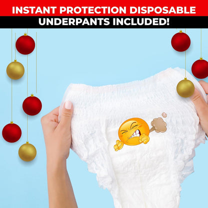Shart Survival Set - Funny Gag Gift 2026 Friend Gifts Includes Disposable Underwear, Hazmat Bag, Wet Wipe and More! Unique Stocking Suffers for Men Birthday Husband Teens Potty Humor Prank Him Fart