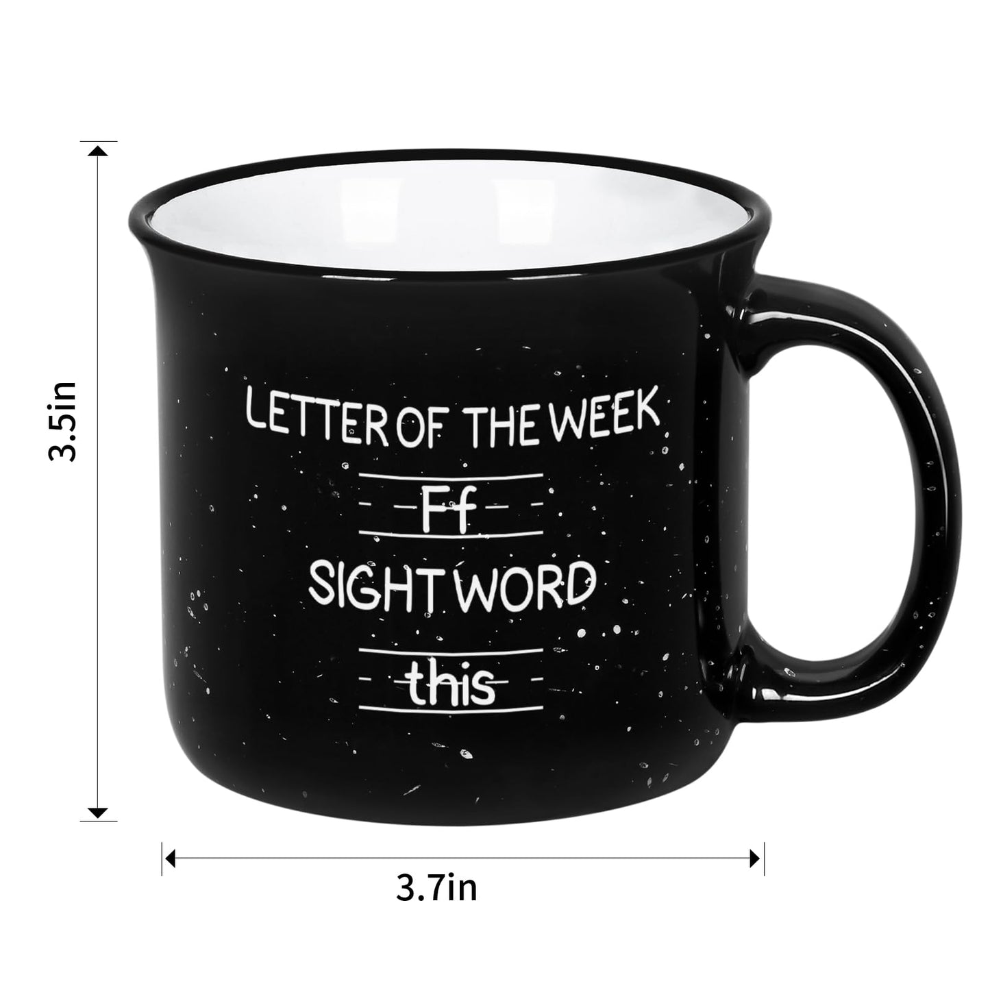 Cabtnca Teacher Appreciation Gifts for Women Men, Funny Sight Word Coffee Mug 15 Oz, Male Teacher Appreciation Gift Birthday White Elephant Christmas Gift for Teacher, Black