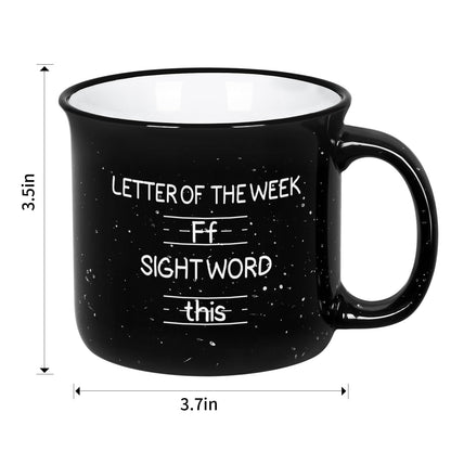 Cabtnca Teacher Appreciation Gifts for Women Men, Funny Sight Word Coffee Mug 15 Oz, Male Teacher Appreciation Gift Birthday White Elephant Christmas Gift for Teacher, Black