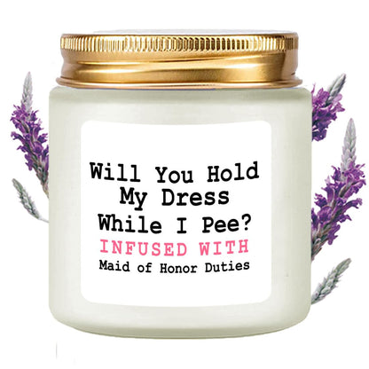 LAMIVEENLA Maid of Honor Gifts Scented Candle Lavender - Bridesmaid Proposal Gift Matron of Honor Proposal Gifts Bridesmaid Gift Soy Candle 4oz