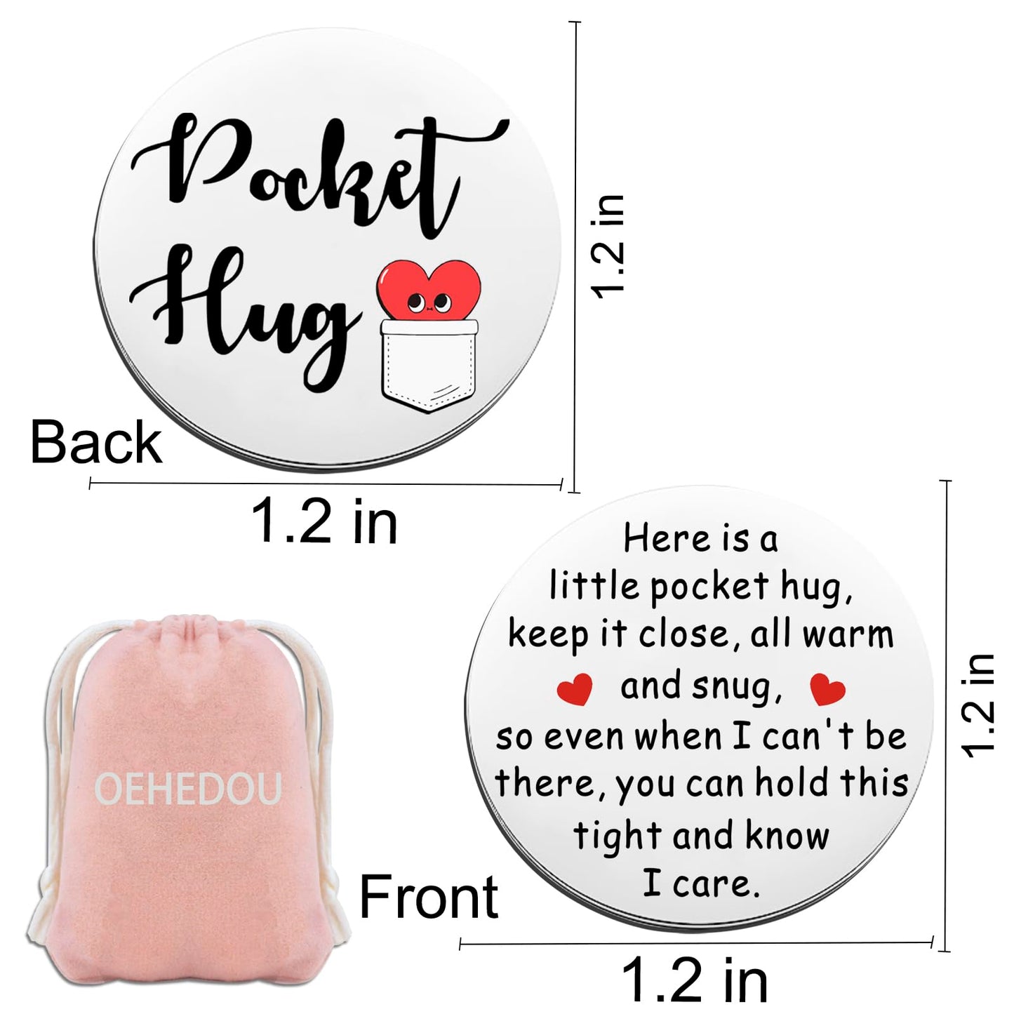 OEHEDOU Pocket Hug For Adults Cheer Up Gifts For Women, Men - Long Distance Keepsake