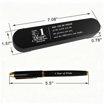 1 Year Work Anniversary Pen Gift- Engraved Gel Pen for Employee & Staff Appreciation Award, First Year Service Recognition