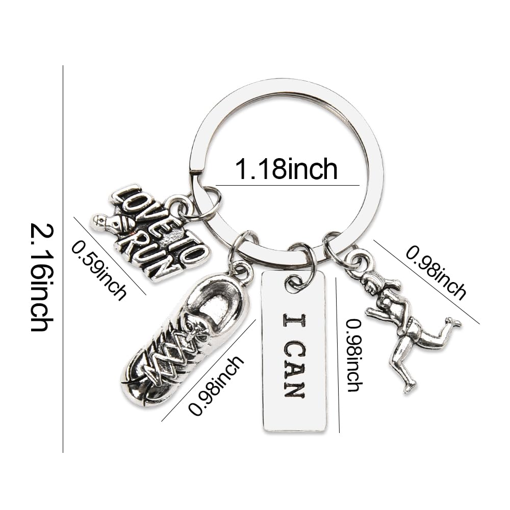 Runner Gifts Running Lovers Keychain Motivational Gifts for Women Girls Sports Gifts for Runners Marathon Key Chains Track Gifts Love to Run Keychains Inspirational Gifts for Women Girls