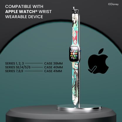 Disney Tim Burton’s The Nightmare Before Christmas Wristband For Apple Watch Band Series 9/8/7/6/5/4/3/2/1/SE 38MM, 40MM, 41MM | Jack Skellington Gifts for Women and Men