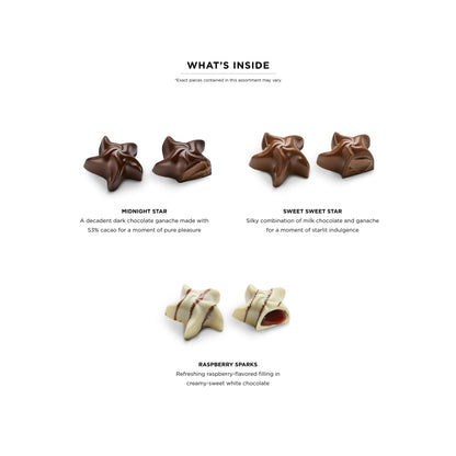 Godiva Holiday Stars Collection Gift Box, Festive Star-Shaped Chocolates with Ganache & Raspberry Filling, Limited Edition Holiday Assortment, 9 Pc