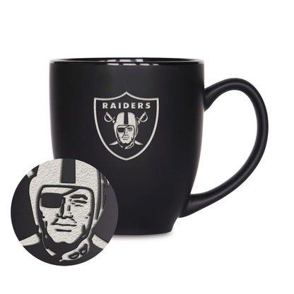 Rico Industries NFL Football 15oz Matte Black Bistro Mug - For Hot or Cold Drinks - Team Logo Etched For Unique Feel