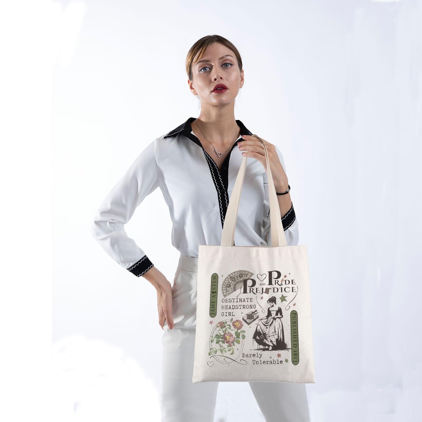 TIIMG Regency Book Lover Gift Bookworm Gift Novels Readers Book Club Bookish Tote Bag (pridejane)