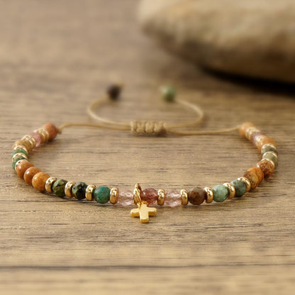 Pavolini Christian Gifts for Women, Cross Bracelet, Christian Gifts, Inspirational Gifts for Women, Natural Stone Beaded Bracelets, Religious Gifts for Woman