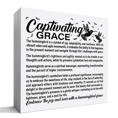Inspirational Gift for Women Men Teen, Motivational Gift for Daughter Granddaughter Son Birthday Christmas Gift, Home Office Cubicle Desk Decor, Captivating Grace Hummingbird