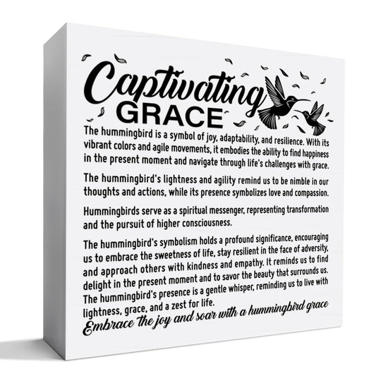 Inspirational Gift for Women Men Teen, Motivational Gift for Daughter Granddaughter Son Birthday Christmas Gift, Home Office Cubicle Desk Decor, Captivating Grace Hummingbird