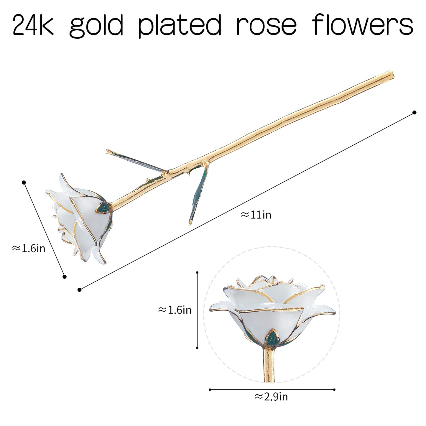SW 24k Gold Dipped Real Rose Lasted Forever with Stand, White Gold Rose Gifts for Women Wife for Her, Christmas, Valentines Day, Mothers Day, Birthday