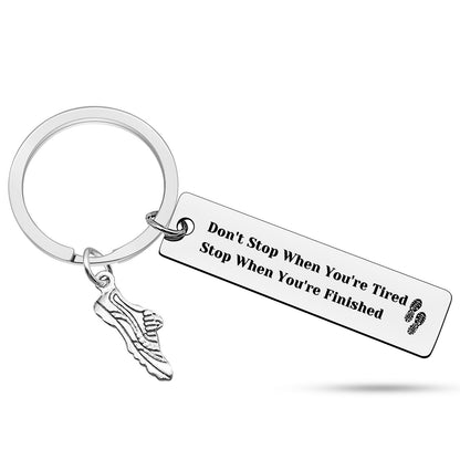 Heigebi Runners Gifts Cross Country Running Keychain Inspirational Gift for Women Men Athlete Gift Marathon Runner Lovers Gift Runner Keychain Marathon Jewelry Outdoor Sport Gift Training Gift