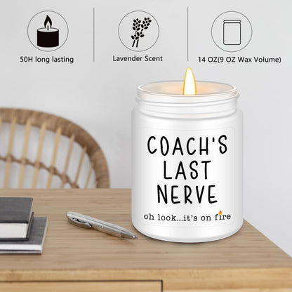 Coach Gifts for Women or Men, Appreciation Gift for Baseball Softball, Best Birthday Gift for Volleyball Hockey Coach, Coach’s Last Nerve, Lavender Scented Candles
