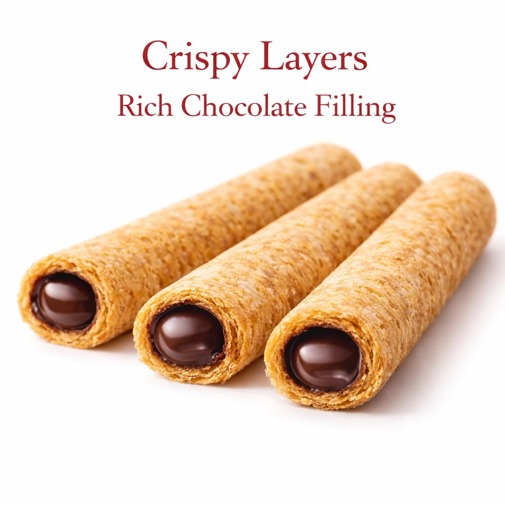 Maxim’s de Paris Chocolate Hazelnut Wafer Rolls – Crispy French Wafer Cookies with Hazelnut Chocolate Filling – Vintage Paris Gift Tin (90 g)