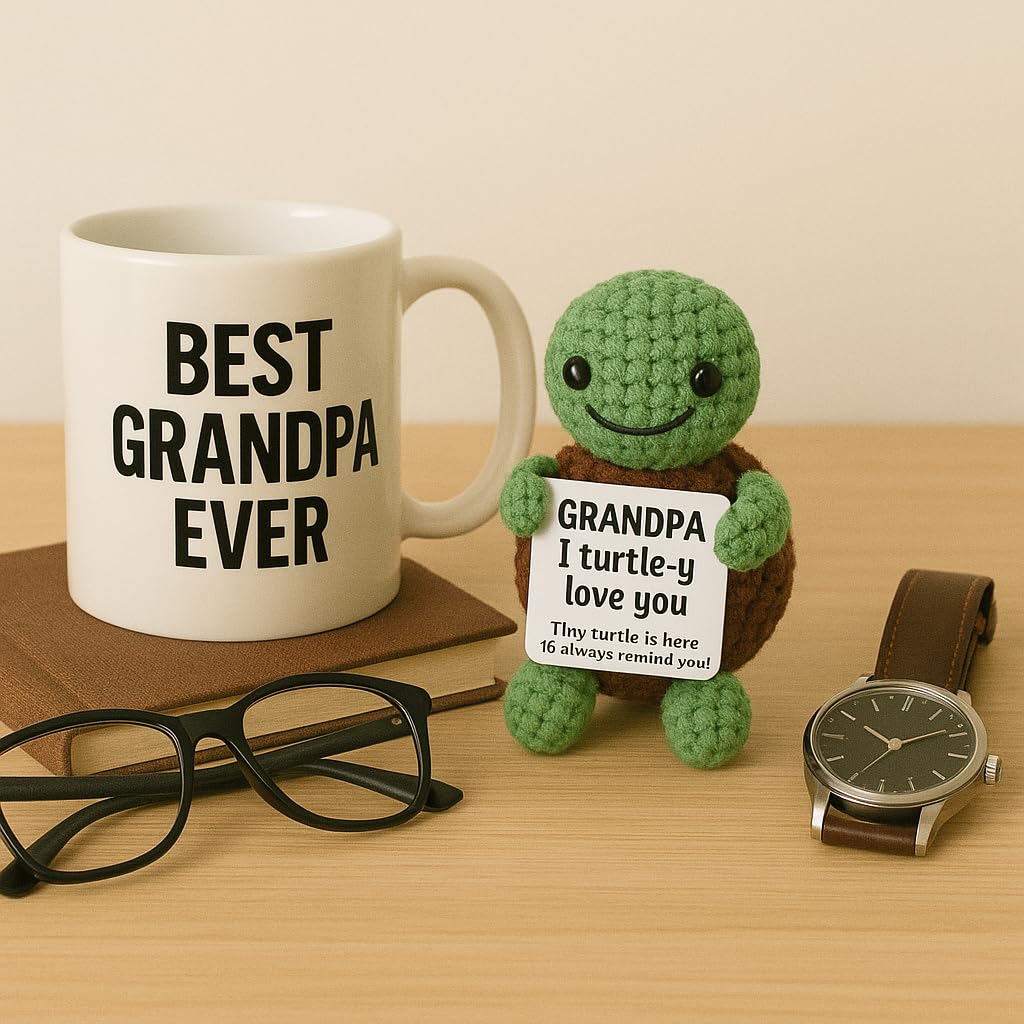 Fathers day Gift for Grandpa, Mini Funny Turtle, Christmas Grandpa Gifts from Granddaughter Grandson, Funny Grandpa Birthday Gift