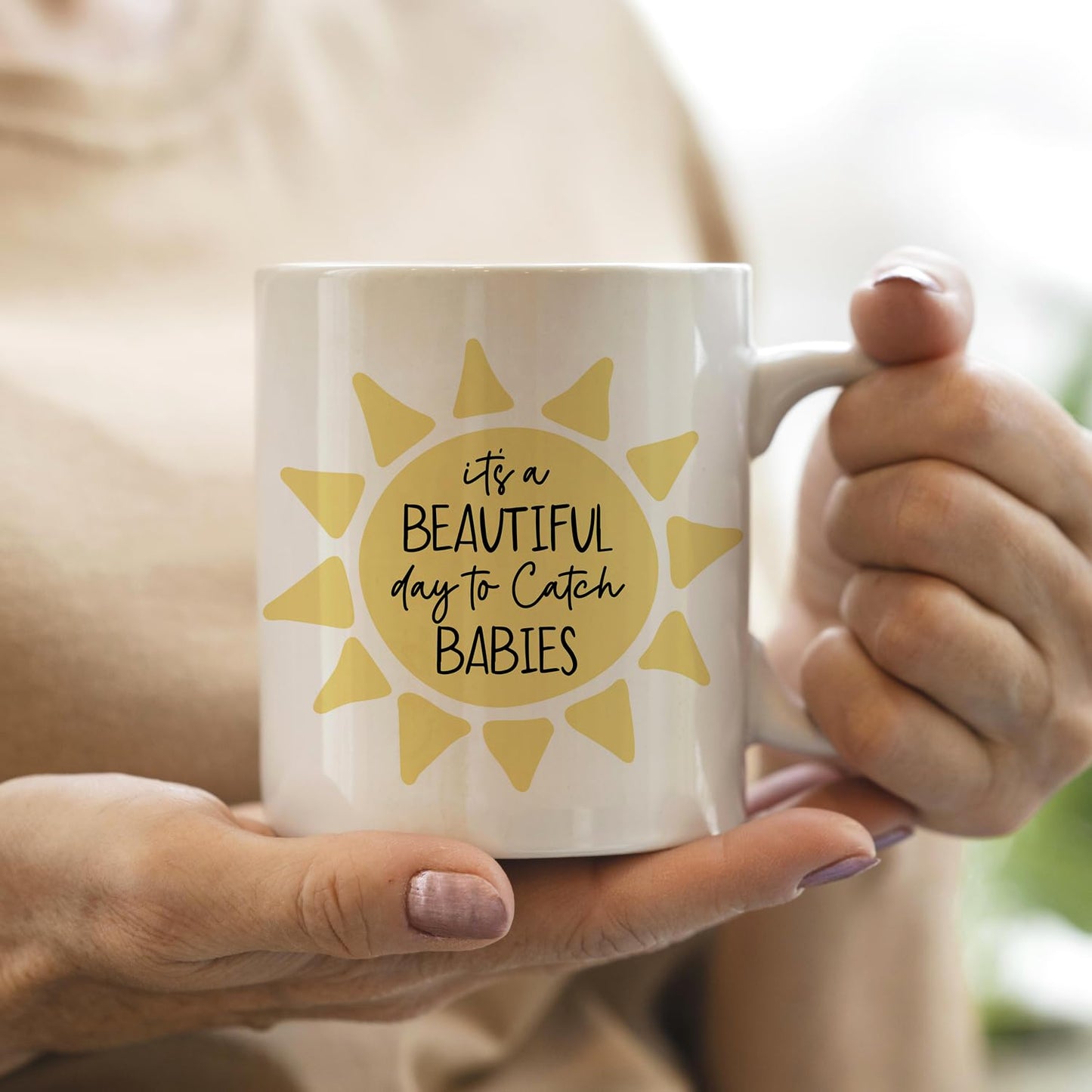 IWXYI Labor And Delivery Nurse Cup,Ob Doctor Gift,It's a Beautiful Day To Catch Babies Mug,l&d Nurse Coffee Mug 11 Ounce,Midwife Gifts
