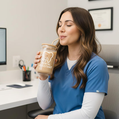Dental Assistant Gifts for Women,Dental Assistant Appreciation Gifts,Dental Assistants Recognition Week Gifts,Dental Assistant Must Have Gift,Coffee Glass Cup 16oz