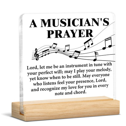 Musical Gifts for Men Women, Birthday Graduation Gifts for Music Lover Musicians Music Teacher, Musicians Prayer Clear Acrylic Desk Decorative Sign Home Office Decor