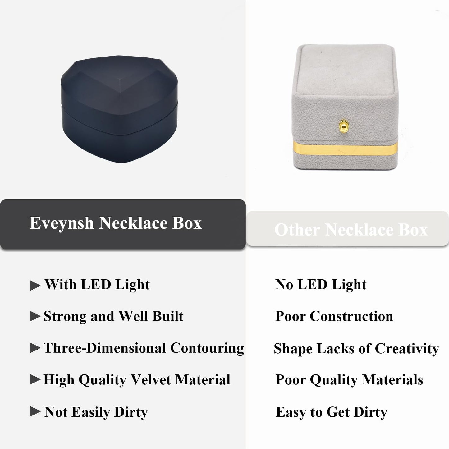 LED Heart Necklace Presentation Box with Automatic Light, Compact Necklace and Earring Display Case – Designed for Proposals, Romantic Gift Reveals, Weddings and Anniversary Moments, Black