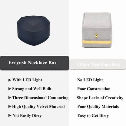 LED Heart Necklace Presentation Box with Automatic Light, Compact Necklace and Earring Display Case – Designed for Proposals, Romantic Gift Reveals, Weddings and Anniversary Moments, Black
