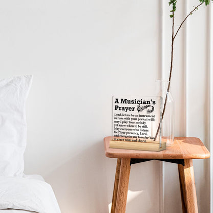 Musician Gifts for Men Women, Gifts for Music Lover Teacher Musicians Prayer Acrylic Desk Plaque Sign Home Music Room Studio Desk Decor