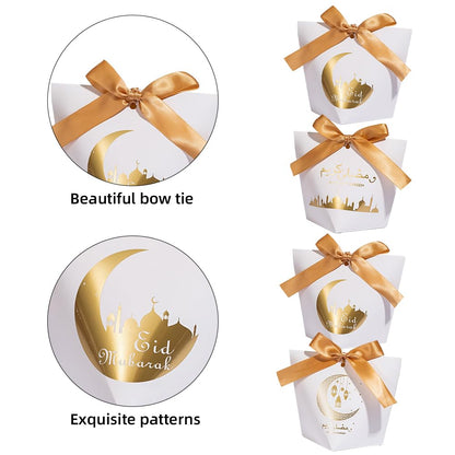 Colodeol 20Pcs Eid Mubarak Goodie Bags，Ramadan Goodie Bags with Ribbons Eid Mubarak Treat Bags Eid Gift Bags for Ramadan Kareem Eid Mubarak Party Supplies