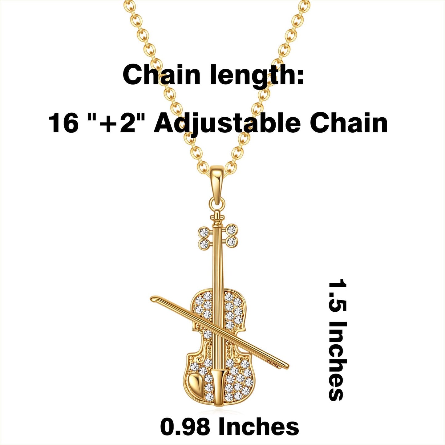 VEEHOO Violin/Guitar/Ukulele/Accordion/Piano Necklace,Music Gifts for Violin/Guitar/Ukulele/Accordion/Piano Players, Concert Gifts for Music Lover, Music Jewelry Accessories for Daughter
