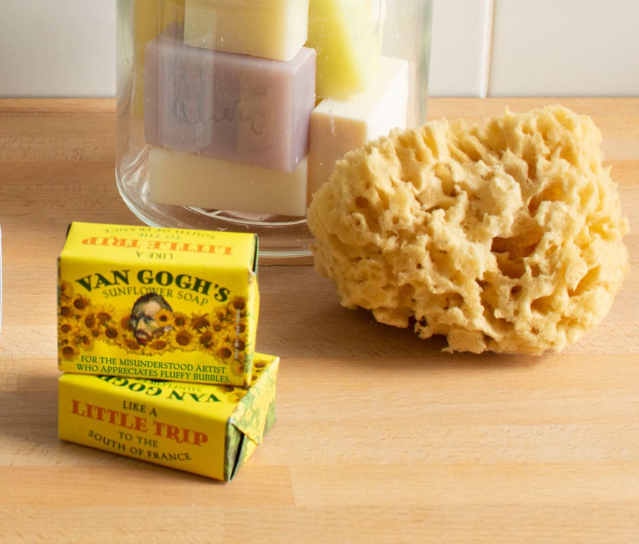 The Unemployed Philosophers Guild Vincent Van Gogh's Sunflower Soap - Made in the USA, 2oz (56g) Travel or Hotel Sized Guest Bar Soap