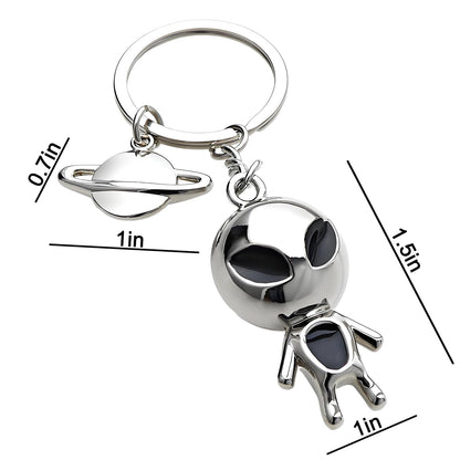 MUAMAX Aliens Space Keychain,Alien Pendant Keychain Gifts for Women Mens,Space Aliens Lover Gift Metal Keyring,Outer Space Charms for Car Key Backpack Hanging Ornaments