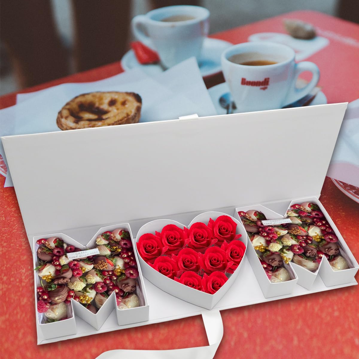 WENPACK Empty Flower Gift Box MOM Cardboard Letter Shaped Fillable Chocolate Strawberry Candy Packaging (MOMwhite)