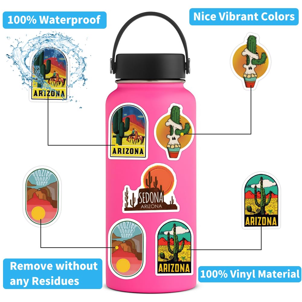 122pcs Arizona Stickers Small for Water Bottle, Laptops, for Luggage - Arizona Gifts and Souvenirs, Party Supplies - Gift for Women & Men