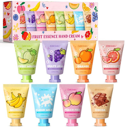 BESNEL 8 Pack Hand Cream Gift Set For Women, Teacher Appreciation Gifts, Mini Hand Lotion Travel Size in Bulk for Dry Cracked Hands, Graduation Gift, Birthday Gift, Bridesmaid Gift,Party Favors