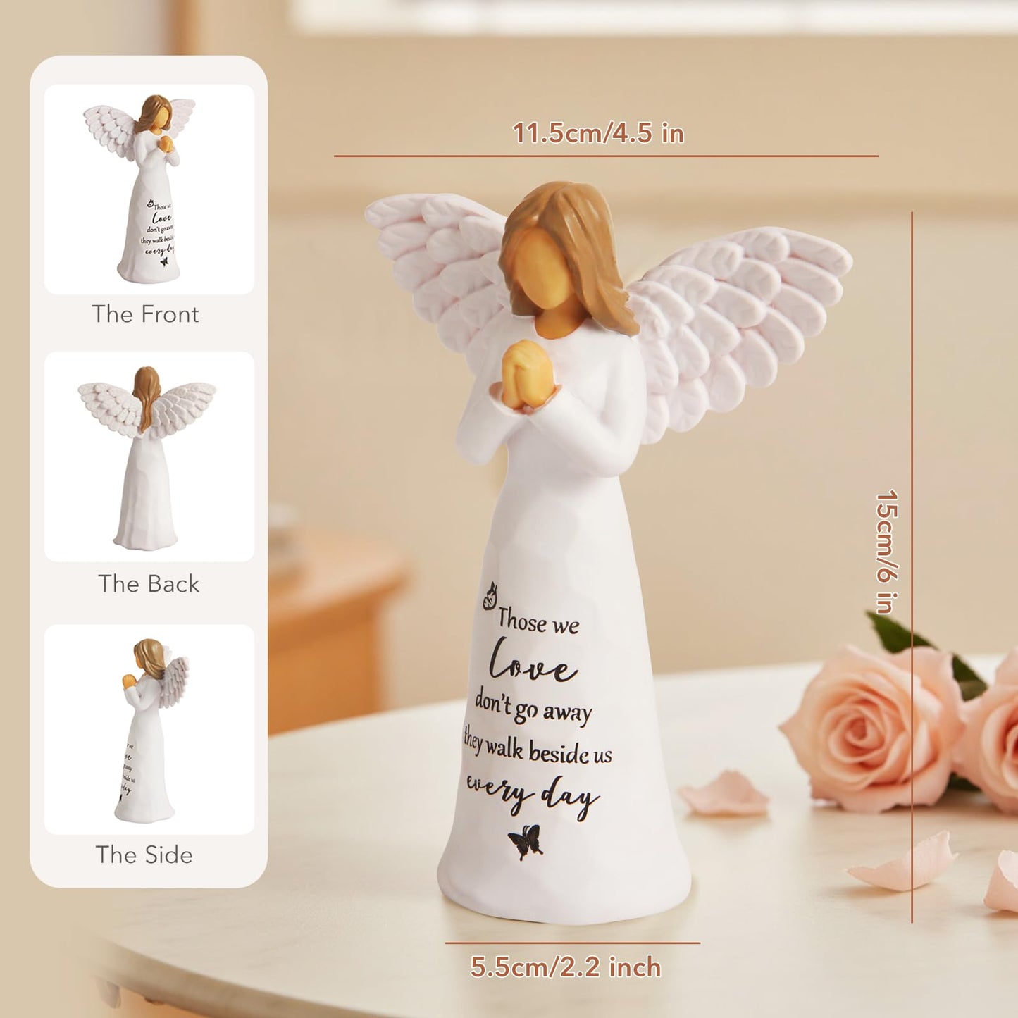 Sympathy Gifts for Loss of Loved One, 6" Handcrafted Memorial Angel Figurine, Memorial Gifts for Loss of Mom Dad, Condolences Bereavement Remembrance in Memory of Loved One Gift