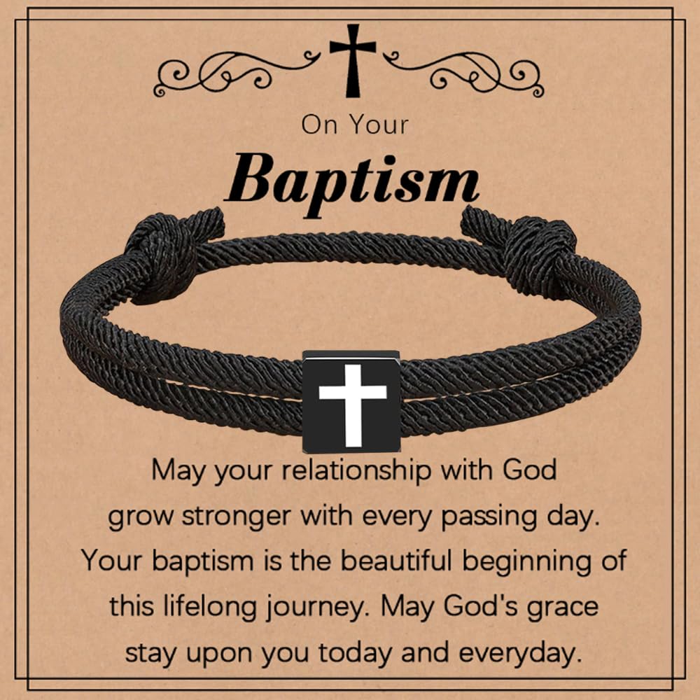 Baptism Gifts for Boys,Braided Rope Cross Bracelet for Kids,First Communion Gifts Boys Christian Christening Graduation Easter Basket Stuffers
