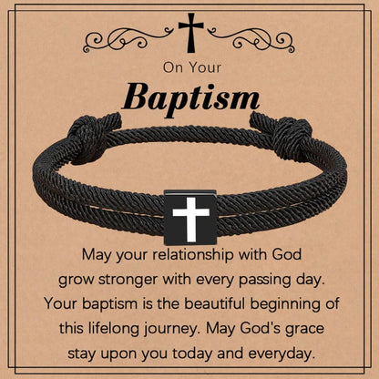 Baptism Gifts for Boys,Braided Rope Cross Bracelet for Kids,First Communion Gifts Boys Christian Christening Graduation Easter Basket Stuffers