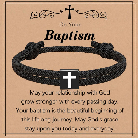 Baptism Gifts for Boys,Braided Rope Cross Bracelet for Kids,First Communion Gifts Boys Christian Christening Graduation Easter Basket Stuffers