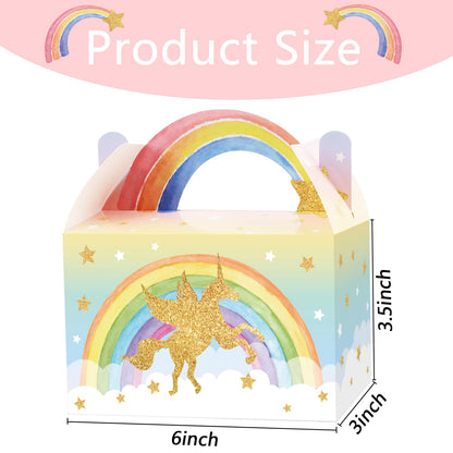 Tevxj 12 Pack Unicorn Party Favor Treat Boxes Unicorn Goodies Gift Boxes Party Supplies Birthday Bags Pastel Rainbow Theme Candy Bag for Girls Birthday Kids Decoration 6 x 3 x 3.5 Inches