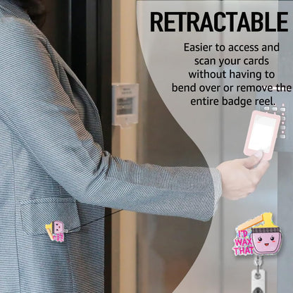 I'd Wax that Retractable Badge Holder, Funny Badge Reel Gifts for Esthetician Wax Technician Waxer Dermatologist, Wax Tech Body Waxing Gifts for Skin Care Therapist Waxing Specialist Mua