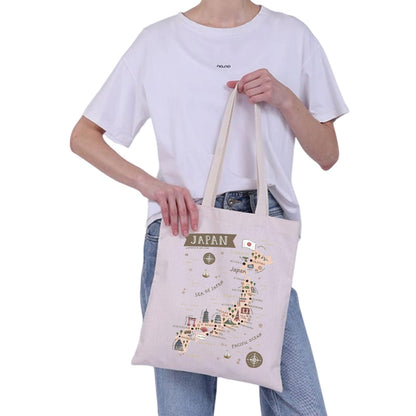 VAMSII Japanese Landmarks & Animals Lover Tote Bag - Tokyo Souvenir